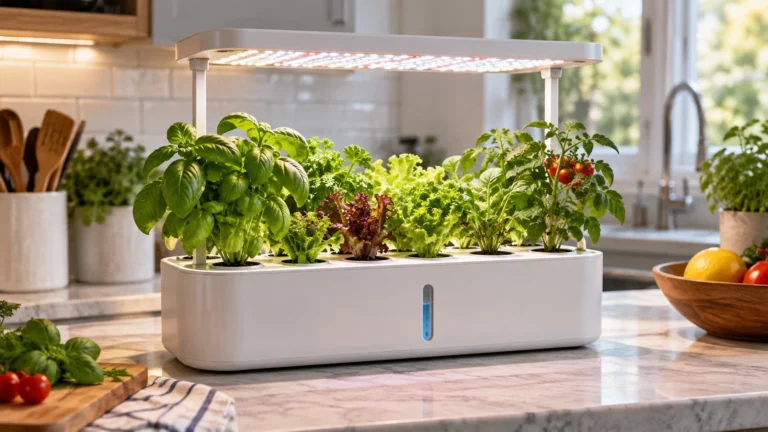 Ahopegarden Indoor Garden Hydroponics Growing System with herbs and leafy greens