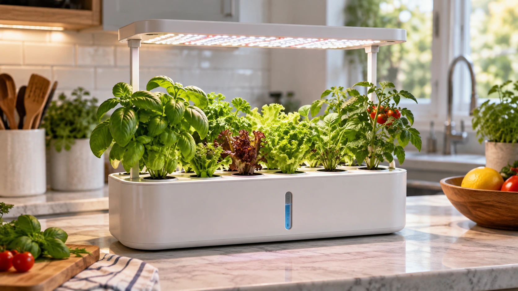 Ahopegarden Indoor Garden Hydroponics Growing System with herbs and leafy greens