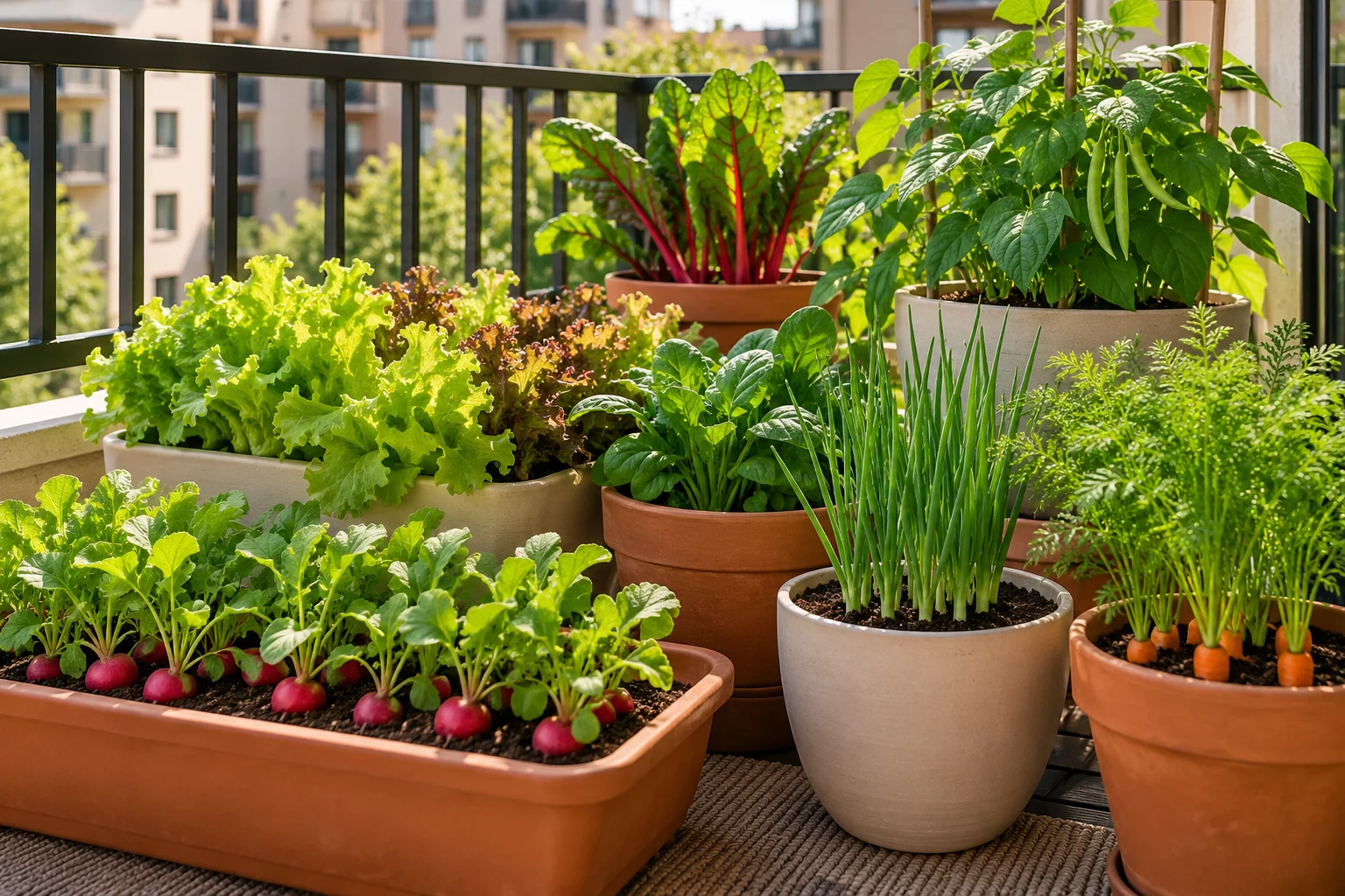 Best vegetables for small containers growing in pots on an apartment balcony